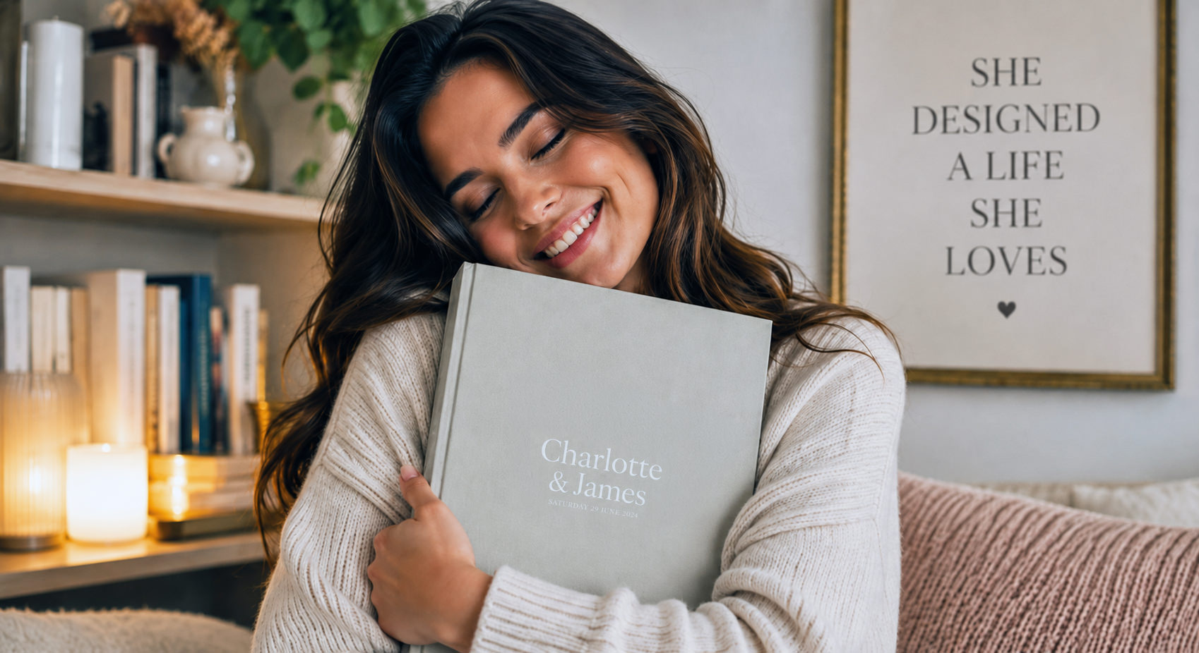 Lady holding her very own coffee table book